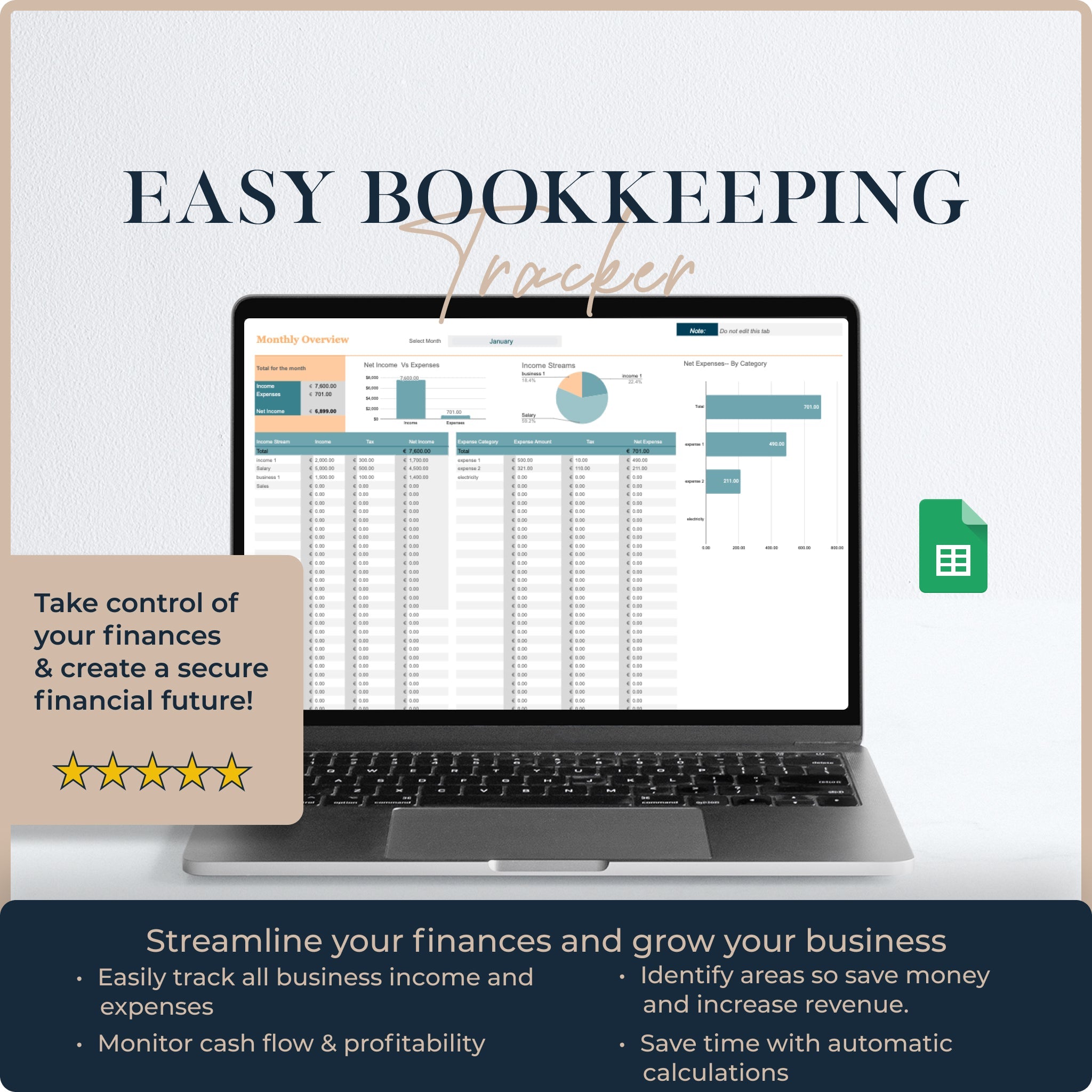 EASY BOOKKEEPING TRACKER - excelqueen