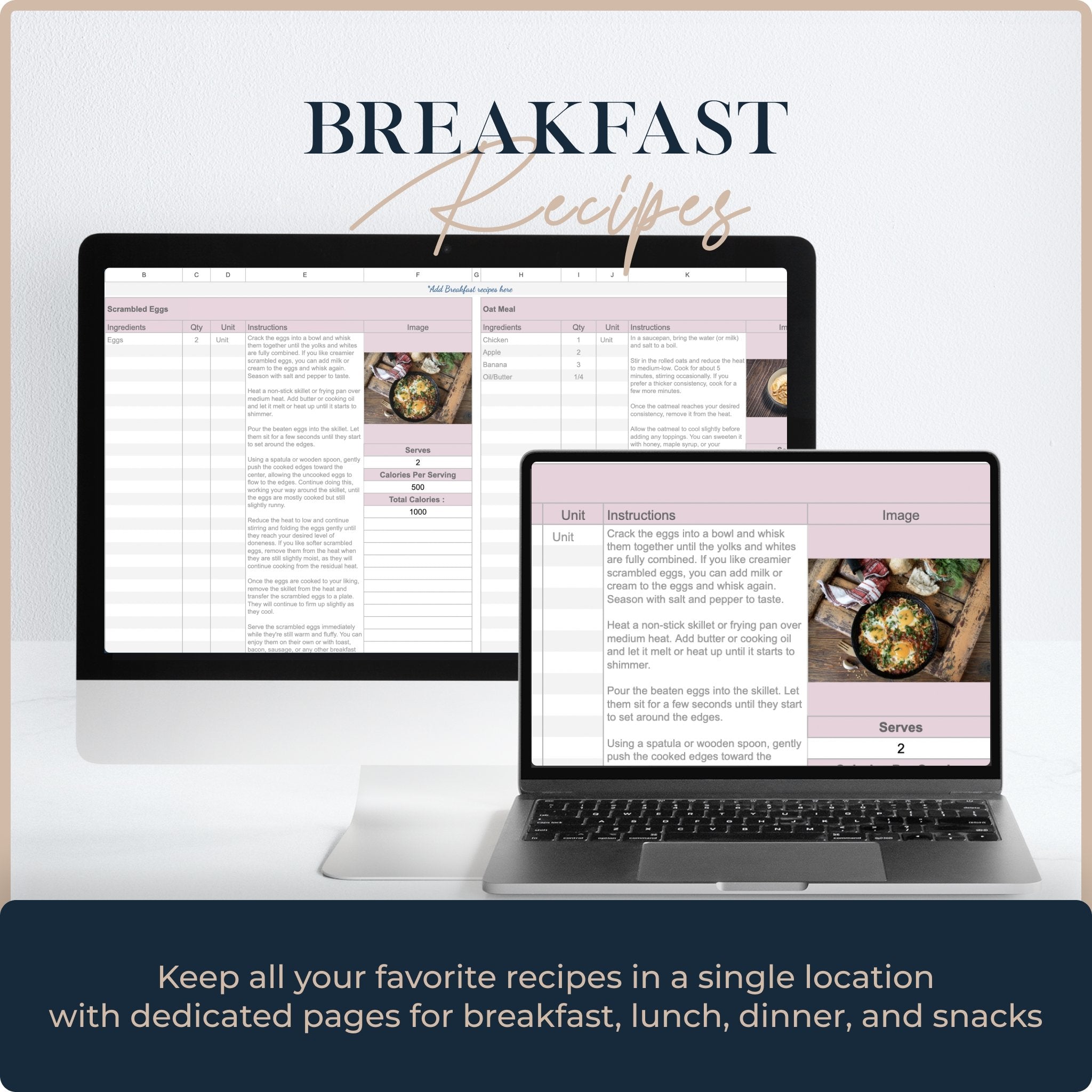 Ultimate Meal & Grocery Planning Spreadsheet: Weekly Meal Planner